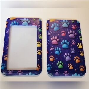 ID Holder Keychain‎ Badge Holder Dog Paw Print Purple New Accessory